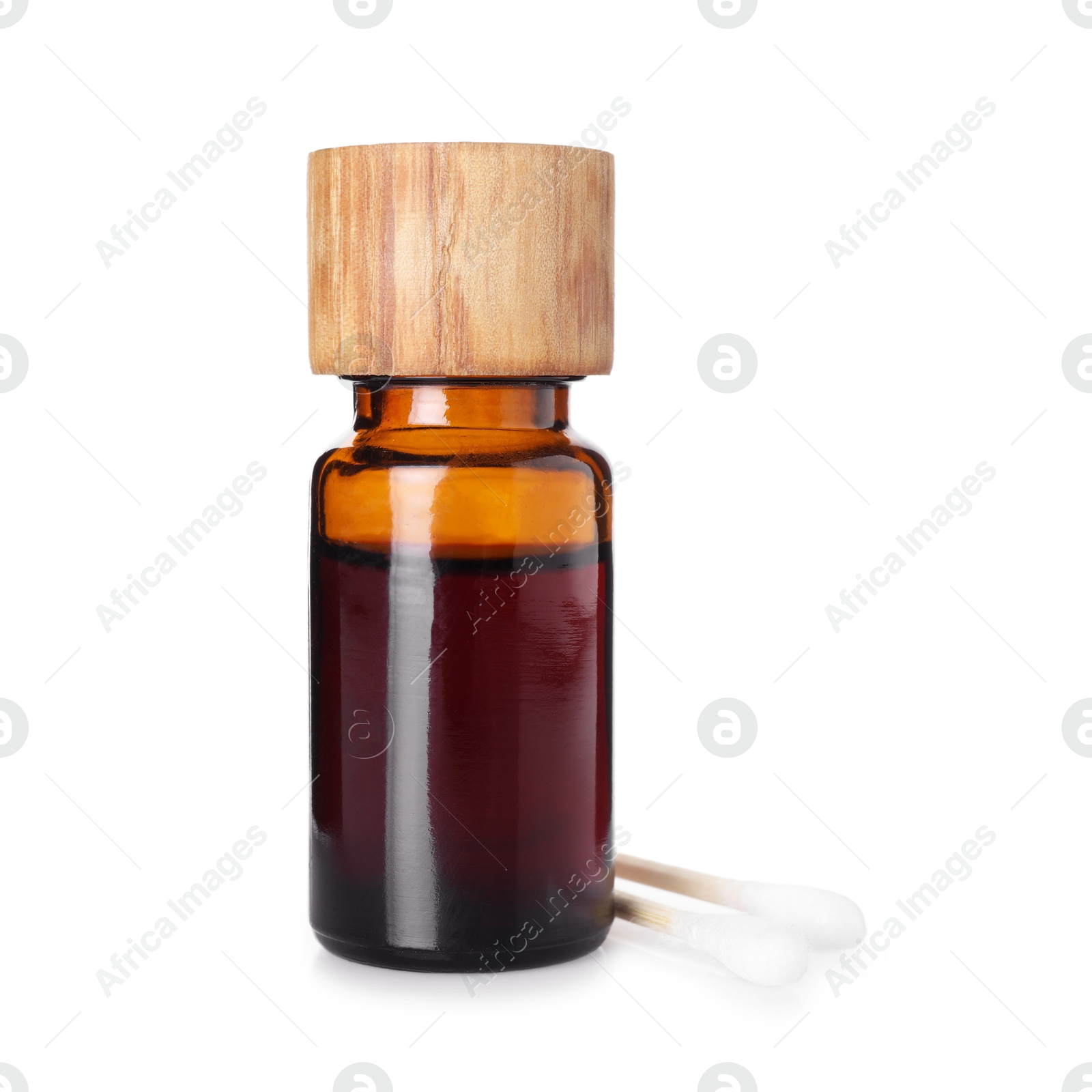 Photo of Bottle of topical iodine isolated on white