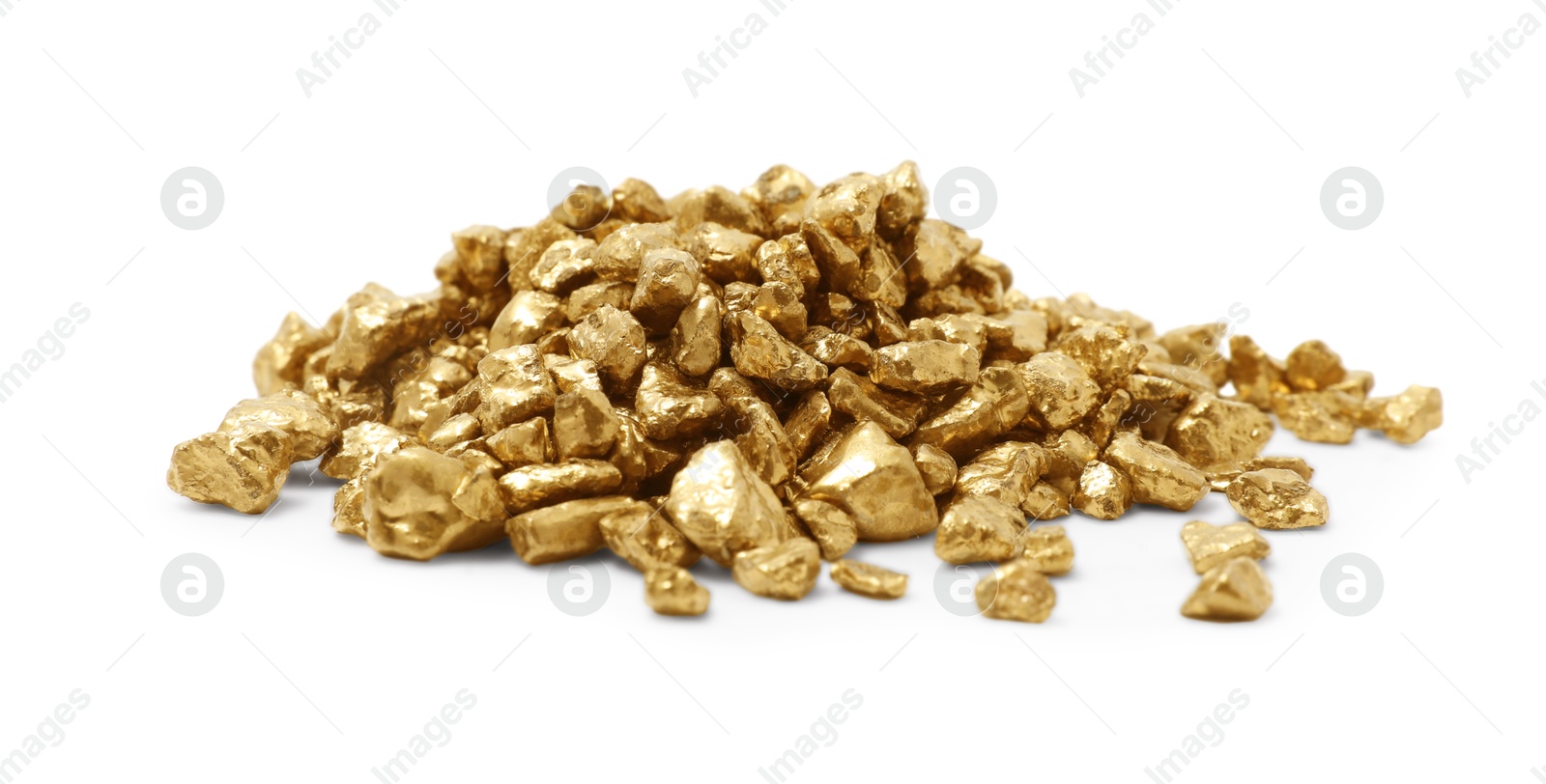 Photo of Heap of gold nuggets isolated on white