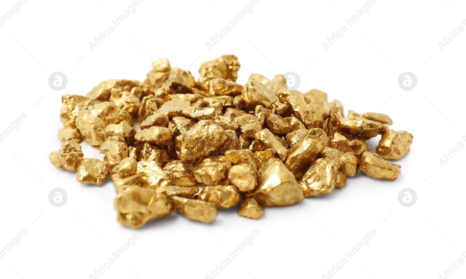 Photo of Heap of gold nuggets isolated on white