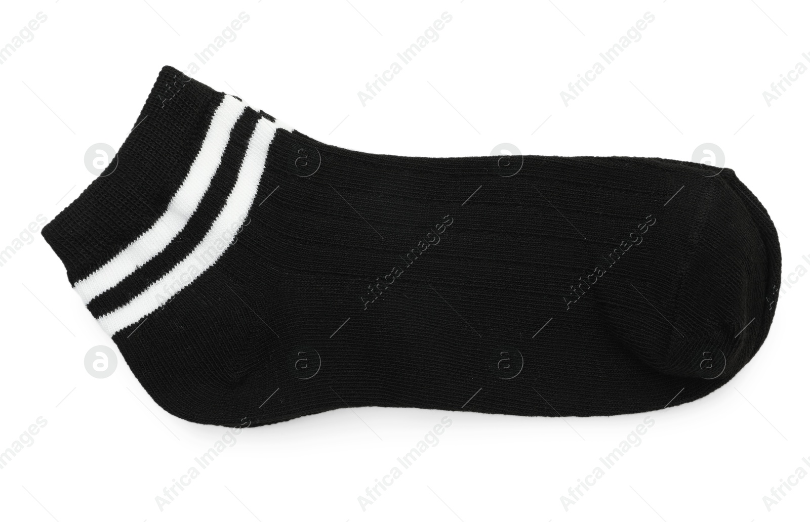 Photo of Pair of soft socks isolated on white, top view