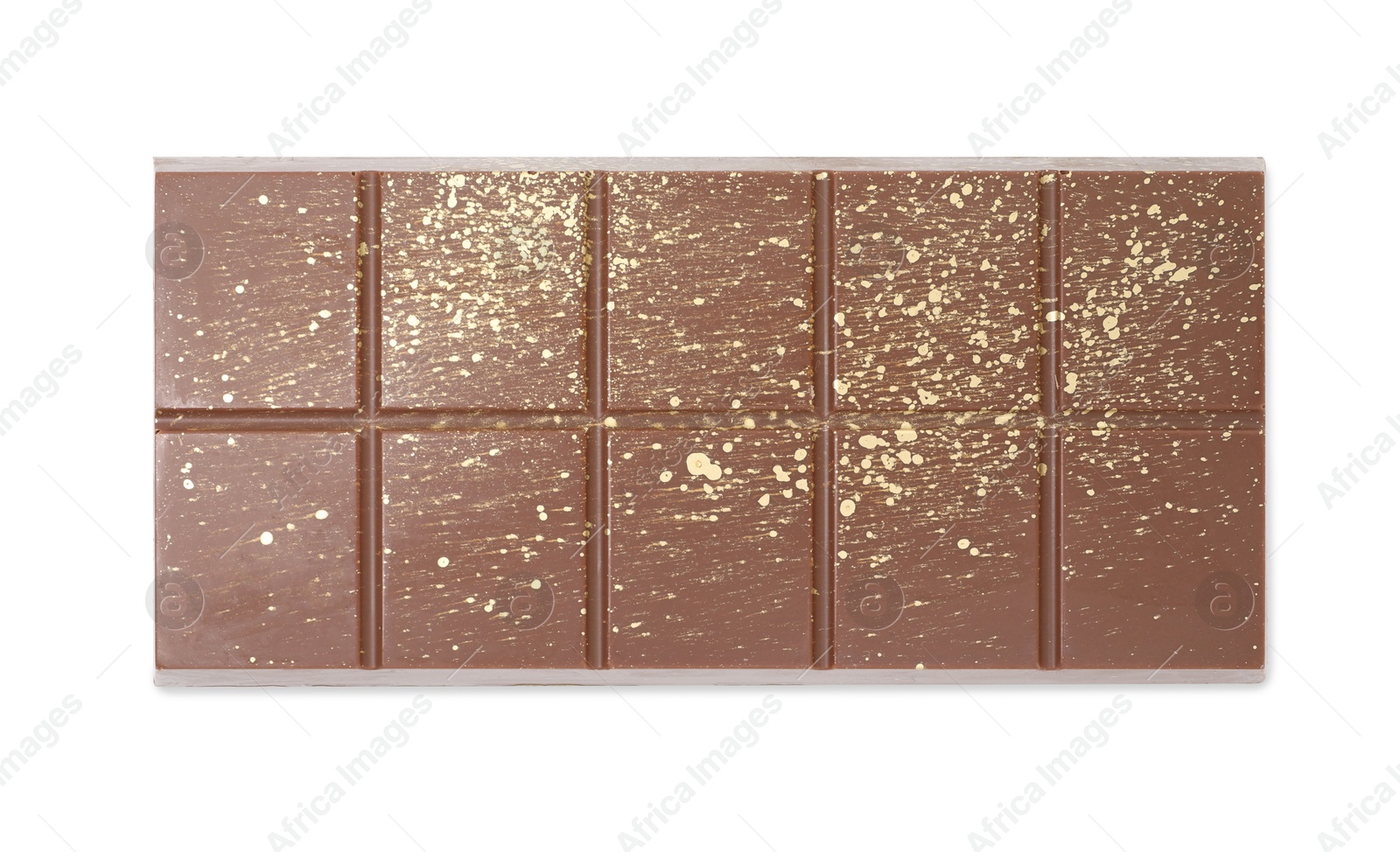 Photo of One Dubai chocolate bar with pistachios and knafeh isolated on white, top view