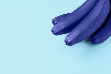 Image of Bunch of dark blue bananas on light blue background