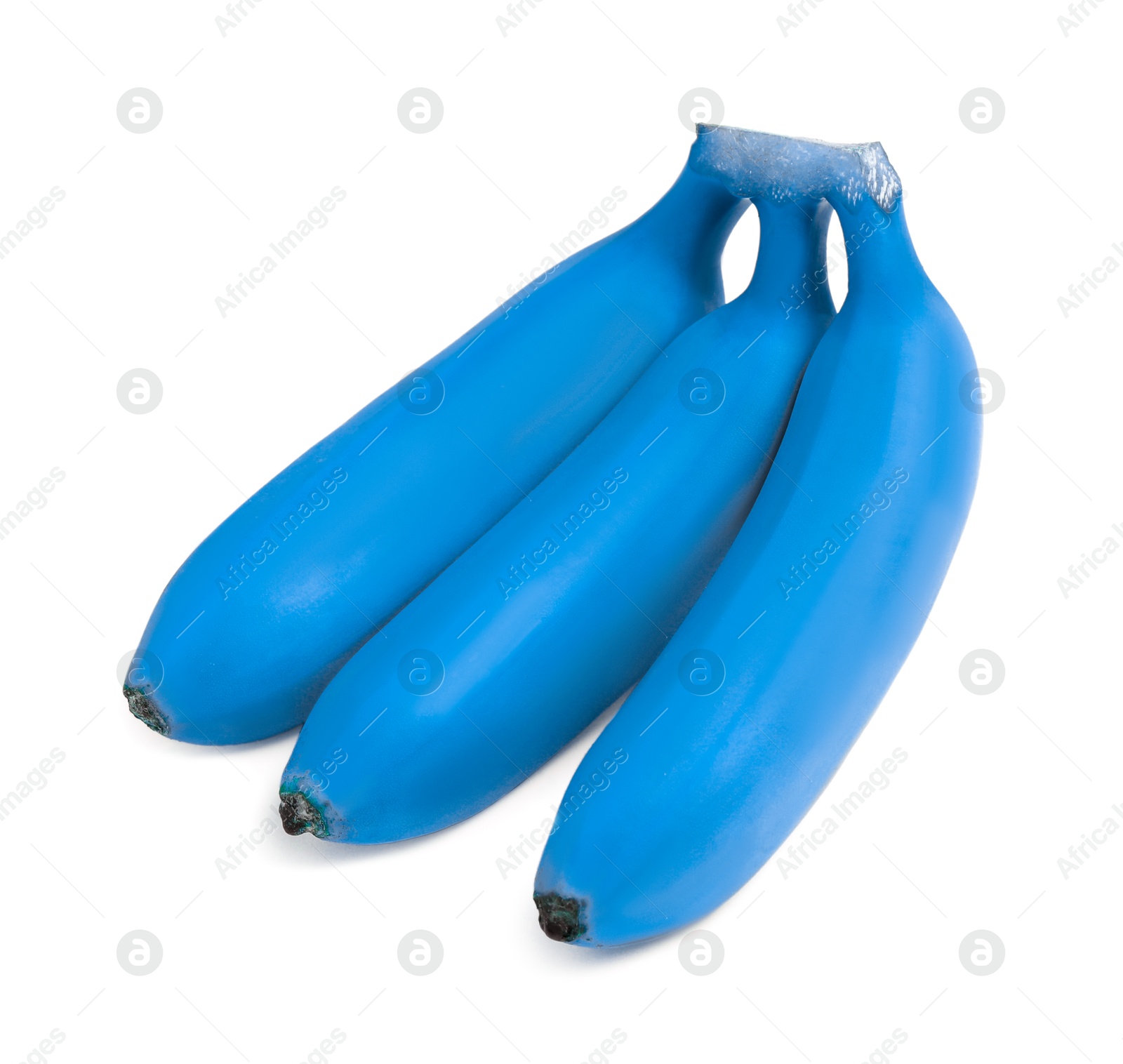 Image of Bunch of light blue bananas on white background