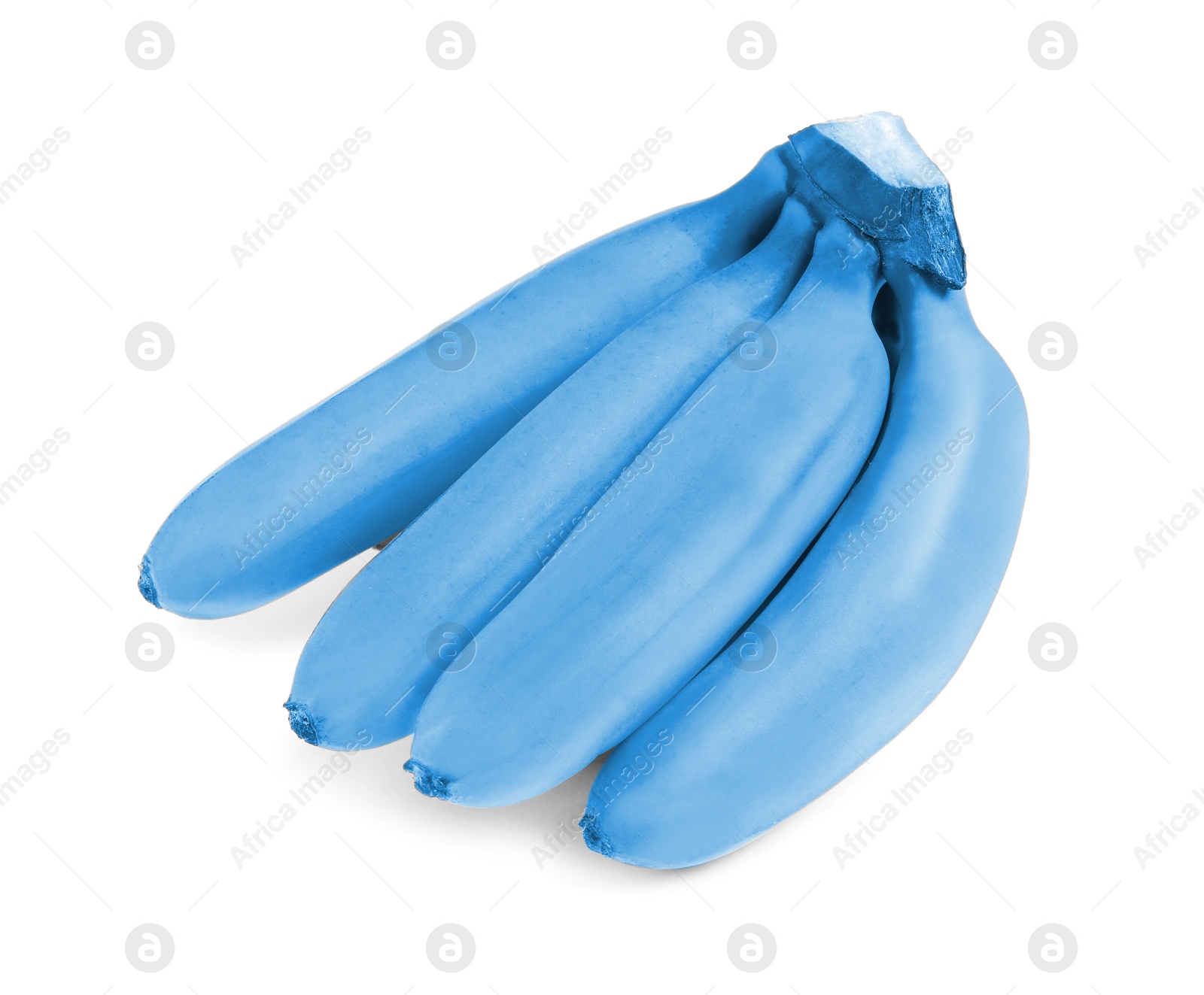 Image of Bunch of light blue bananas on white background