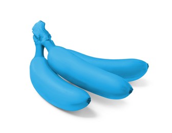 Image of Bunch of light blue bananas on white background