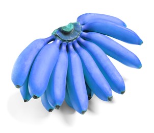 Image of Bunch of blue violet bananas on white background