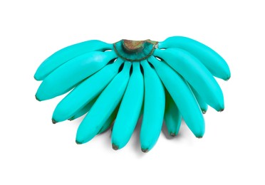 Image of Bunch of light blue bananas on white background