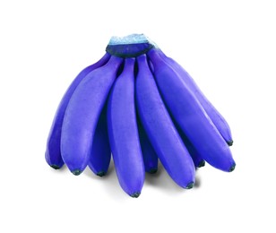 Image of Bunch of blue violet bananas on white background