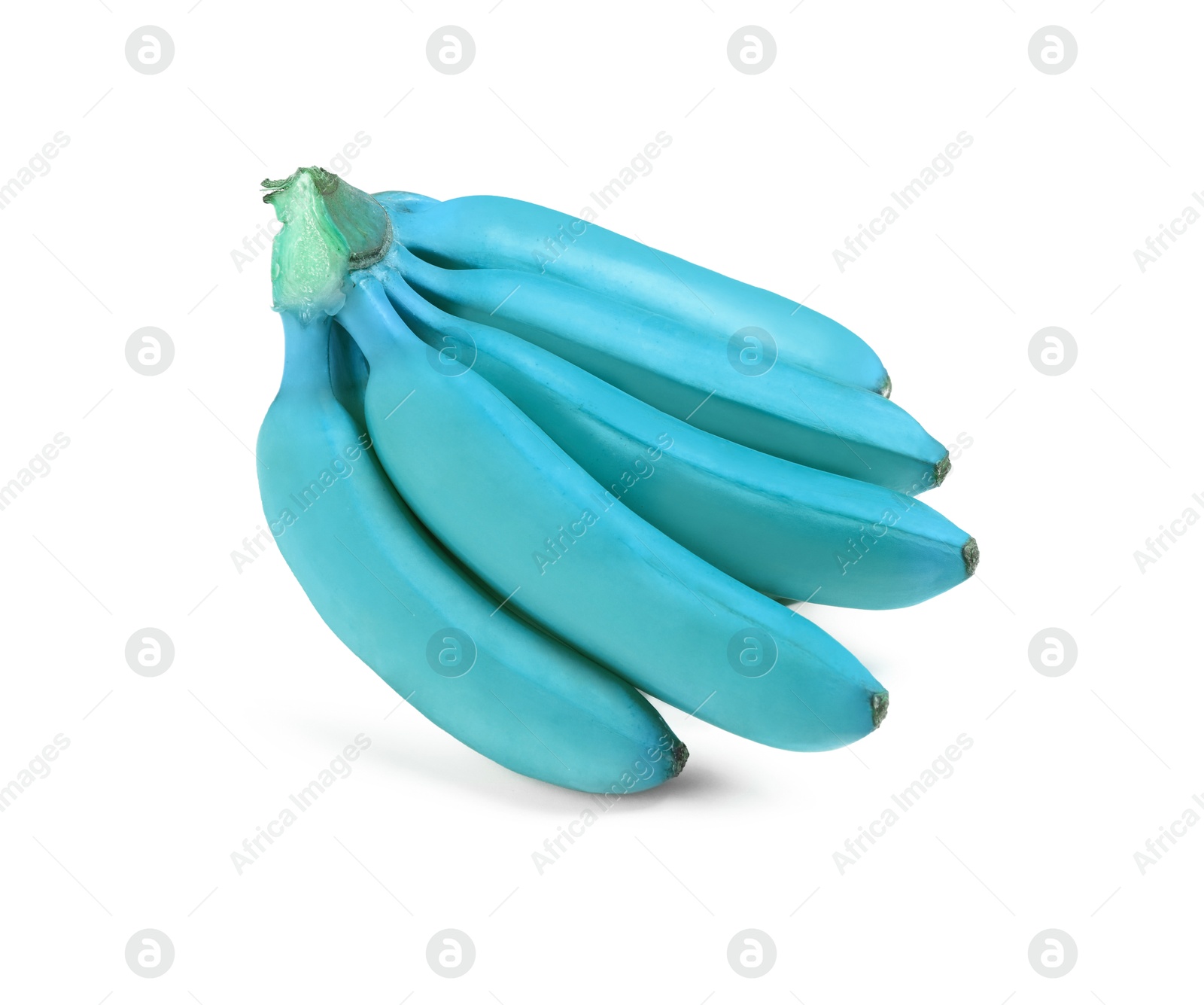 Image of Bunch of light blue bananas on white background