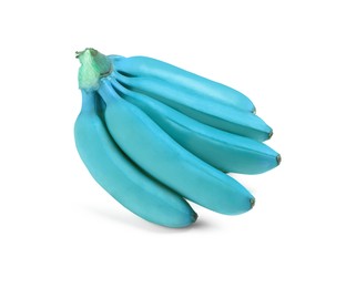 Bunch of light blue bananas on white background