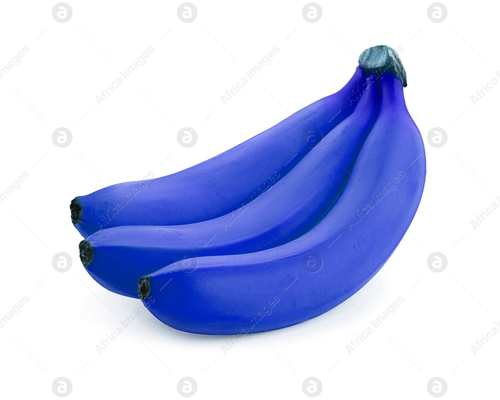 Image of Bunch of blue violet bananas on white background