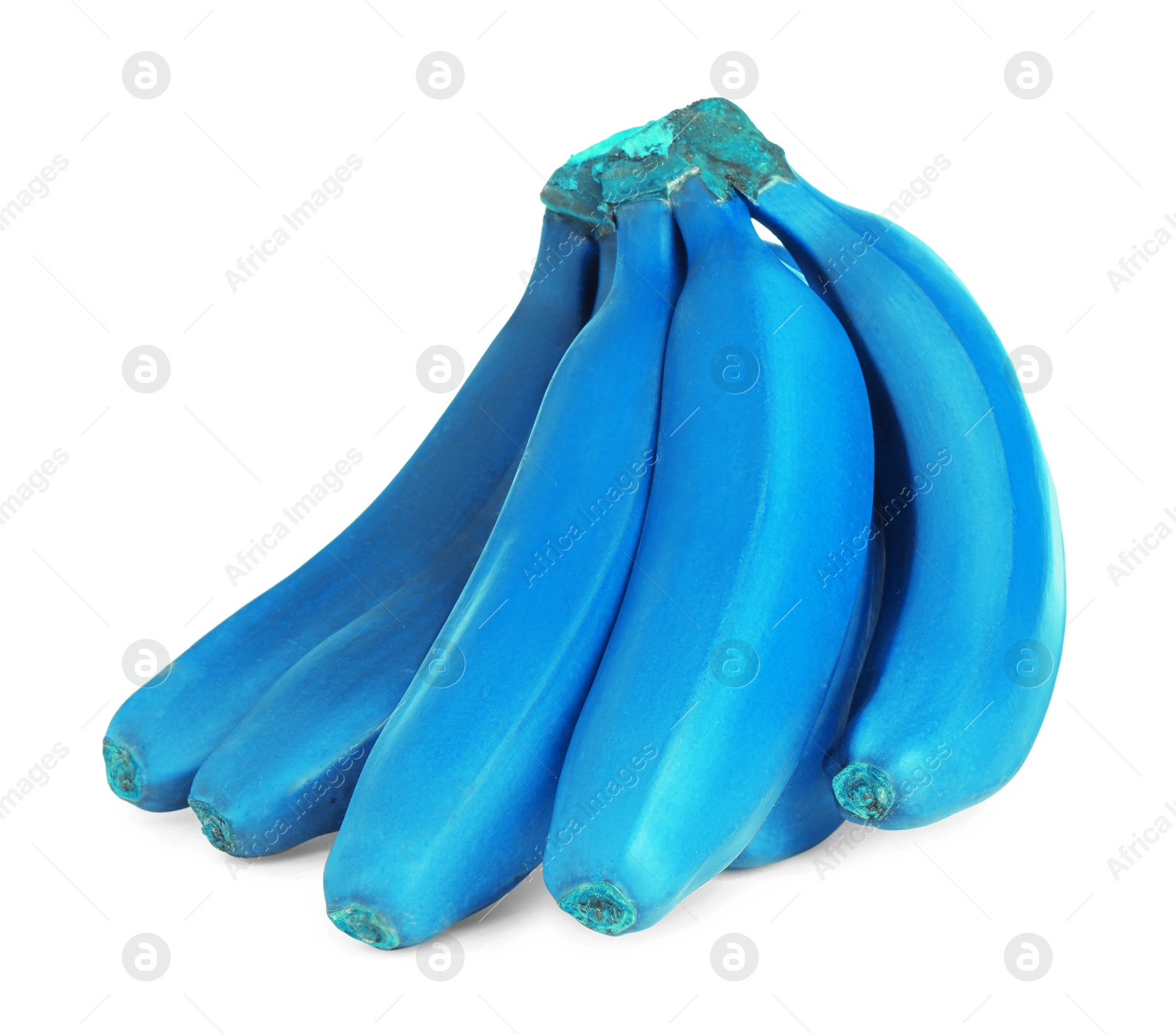 Image of Bunch of light blue bananas on white background