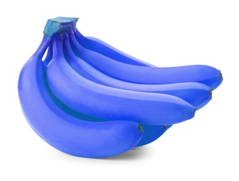 Image of Bunch of blue violet bananas on white background