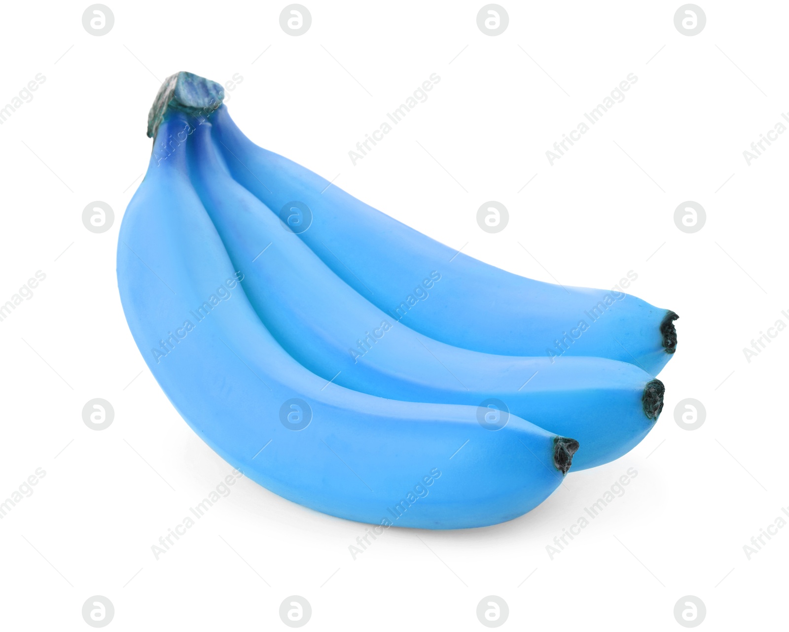 Image of Bunch of light blue bananas on white background