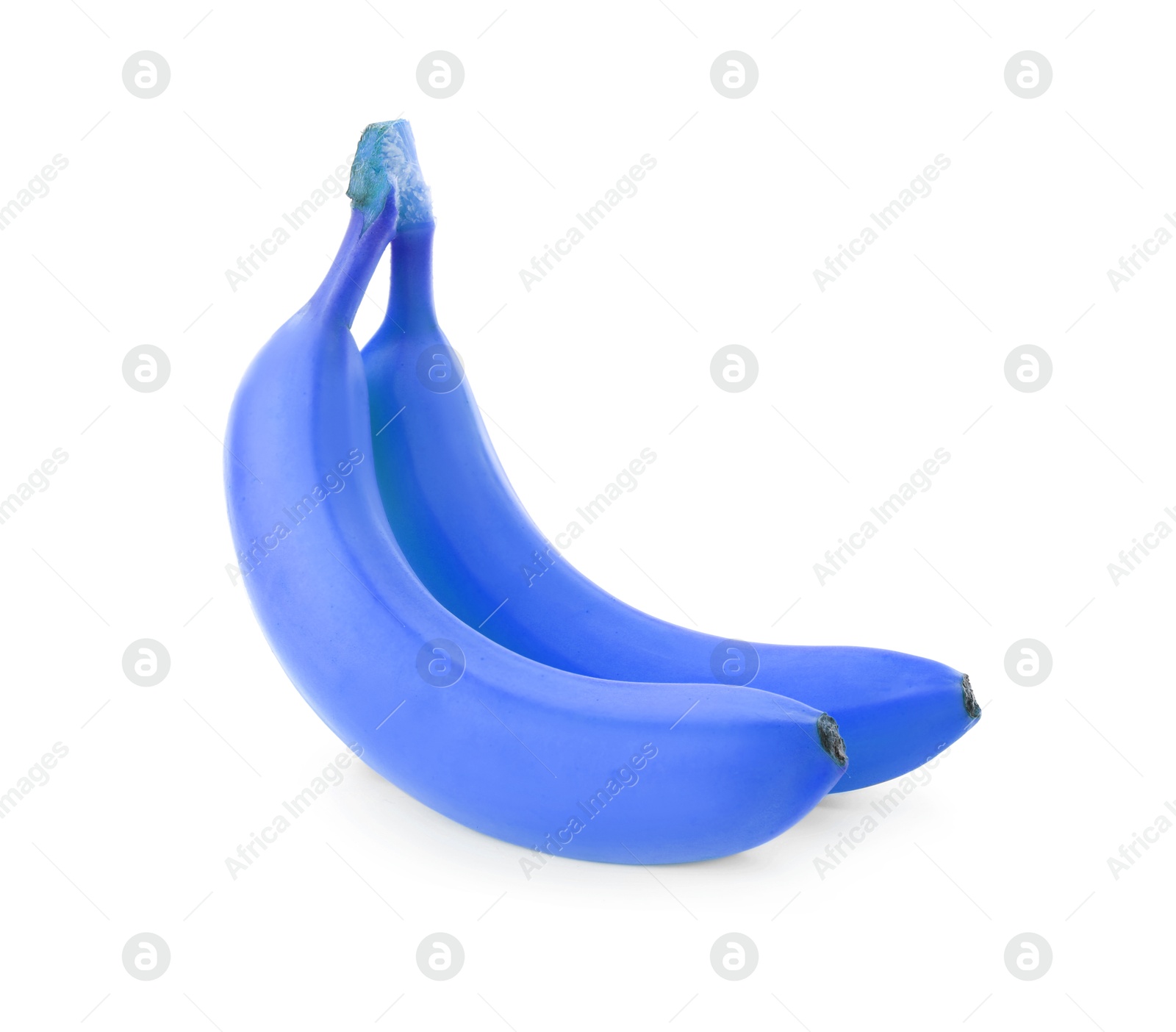 Image of Two blue violet bananas on white background