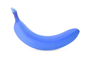 Image of One blue violet banana on white background