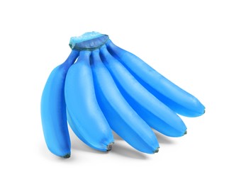 Image of Bunch of light blue bananas on white background