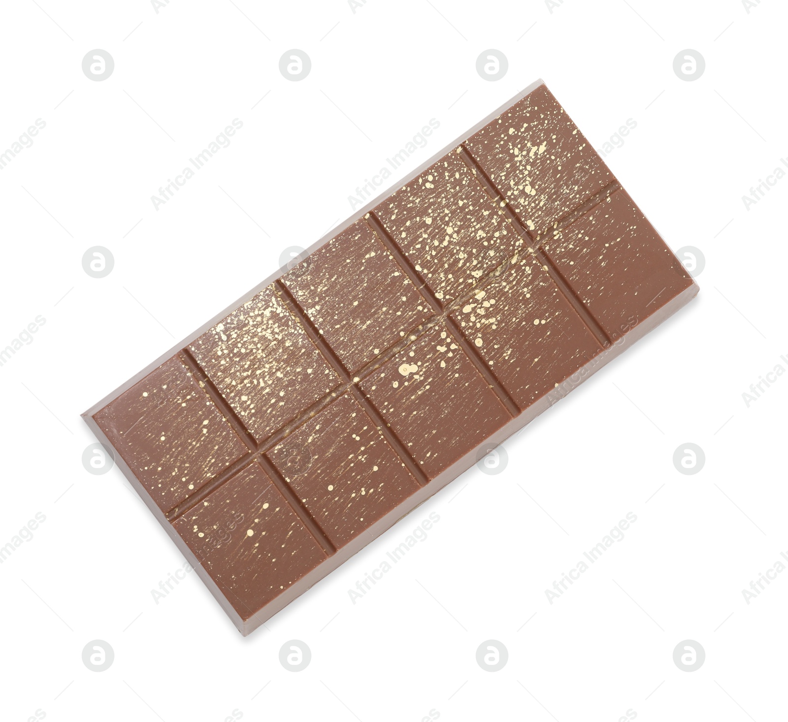 Photo of One Dubai chocolate bar with pistachios and knafeh isolated on white, top view