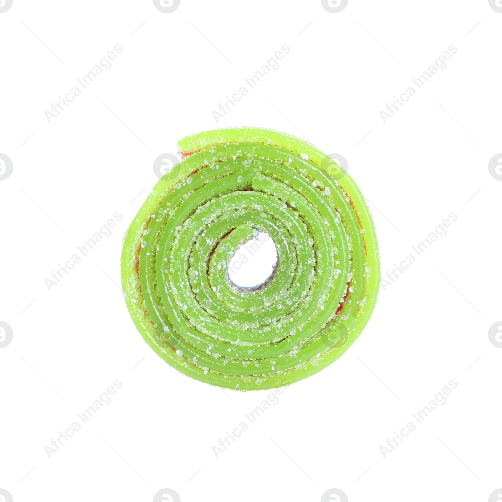 Photo of Tasty green sour belt isolated on white