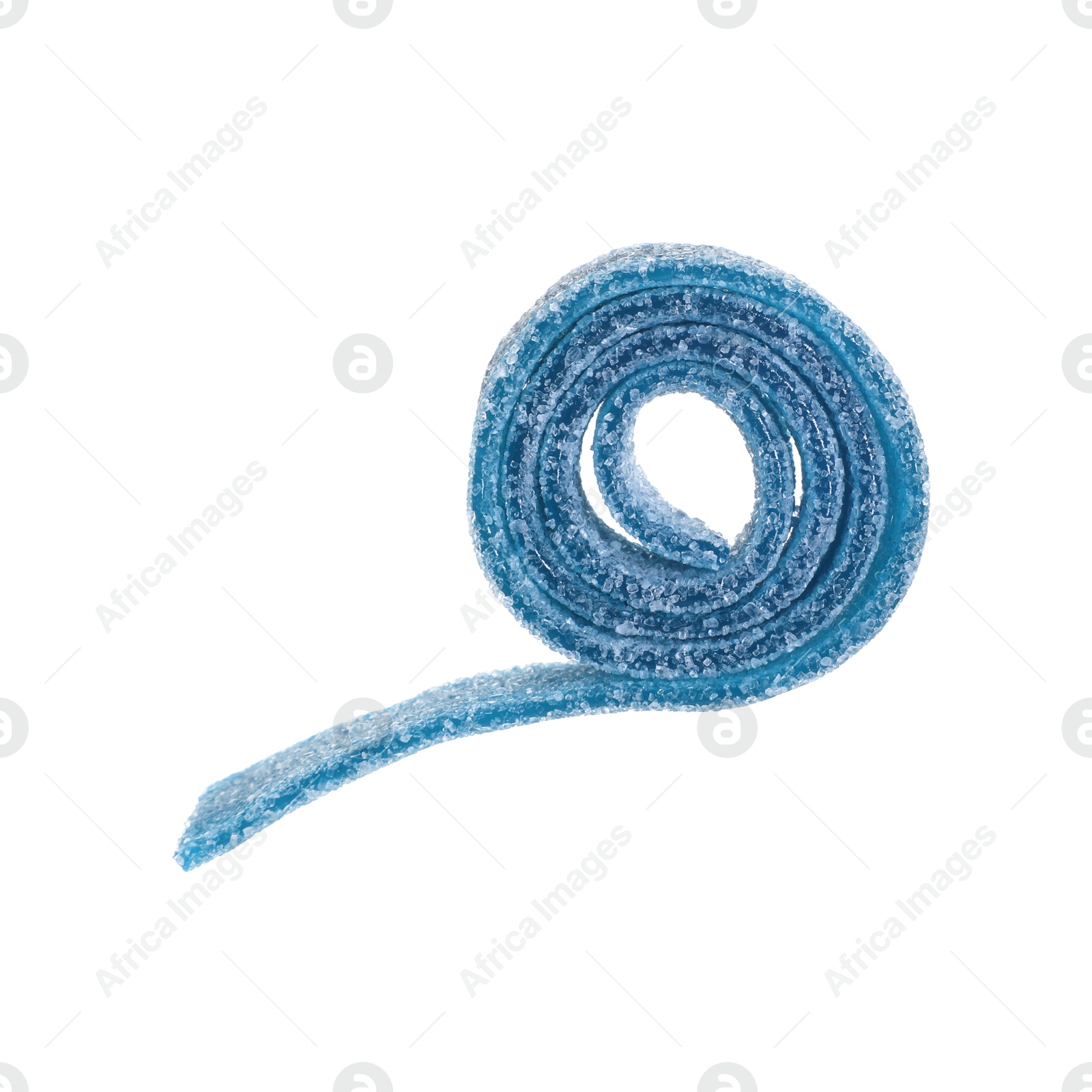 Photo of Tasty blue sour belt isolated on white