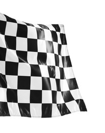 Photo of One racing checkered flag isolated on white