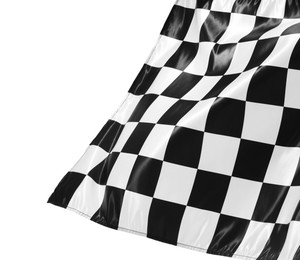 Photo of One racing checkered flag isolated on white