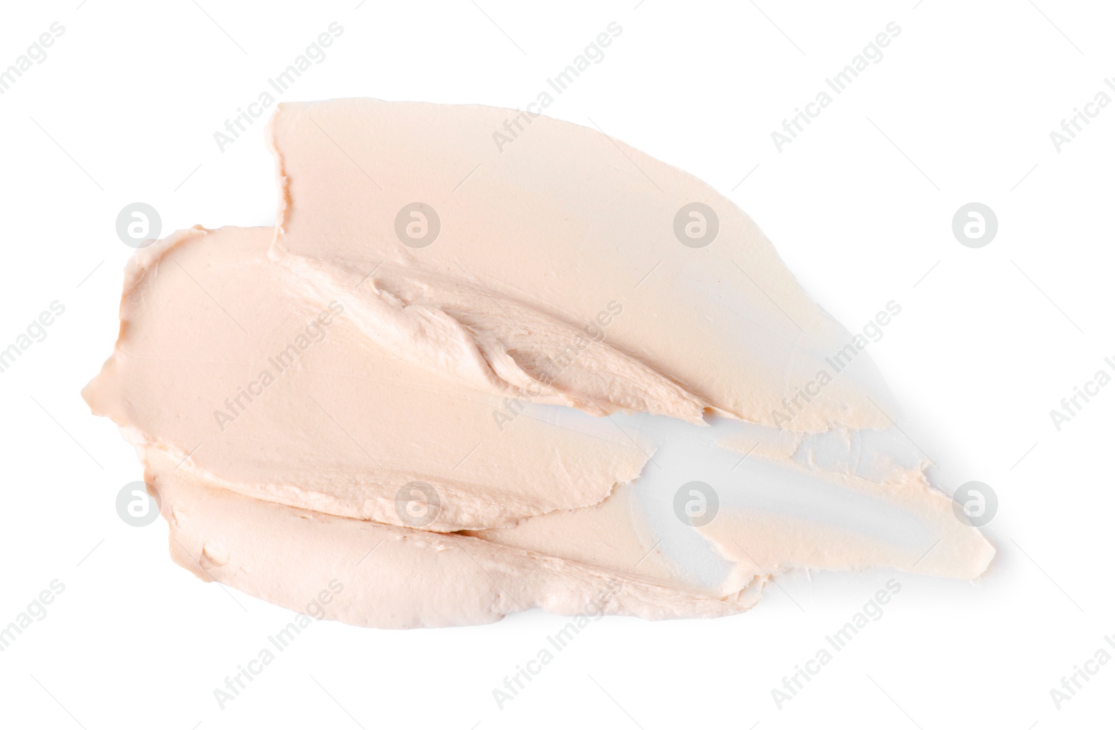 Photo of Samples of cosmetic product isolated on white, top view