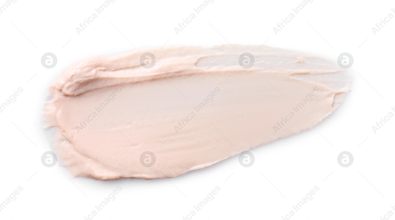 Photo of Cream isolated on white, top view. Sample of cosmetic product