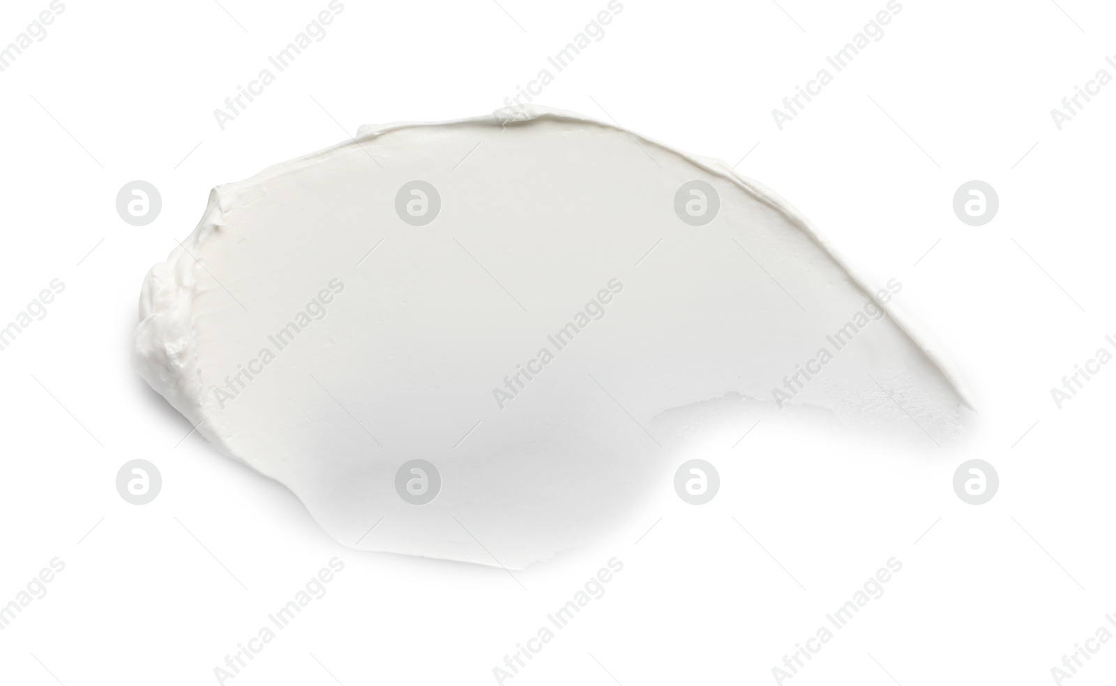 Photo of Cream isolated on white, top view. Sample of cosmetic product