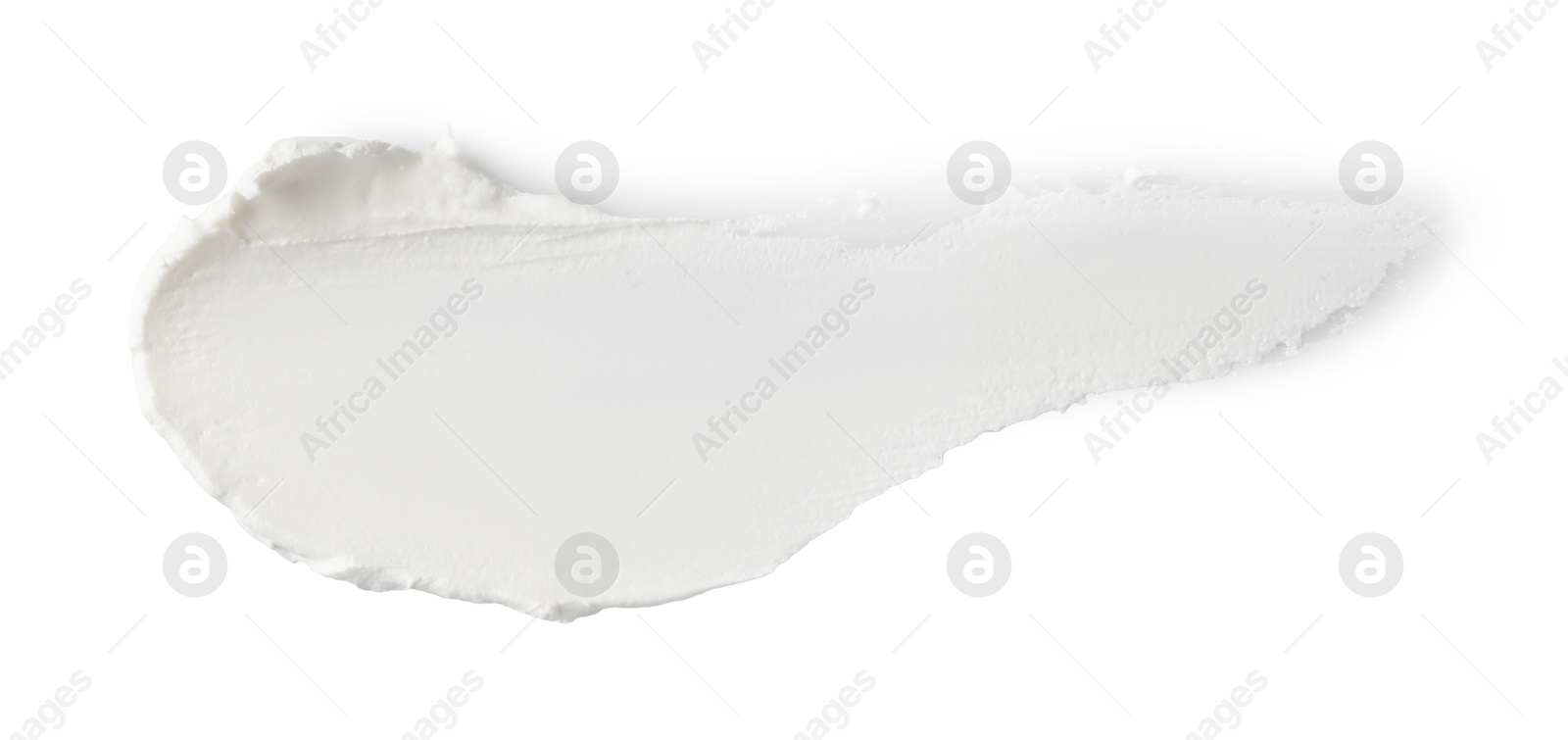 Photo of Cream isolated on white, top view. Sample of cosmetic product