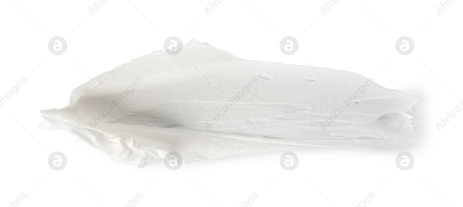 Photo of Cream isolated on white, top view. Sample of cosmetic product