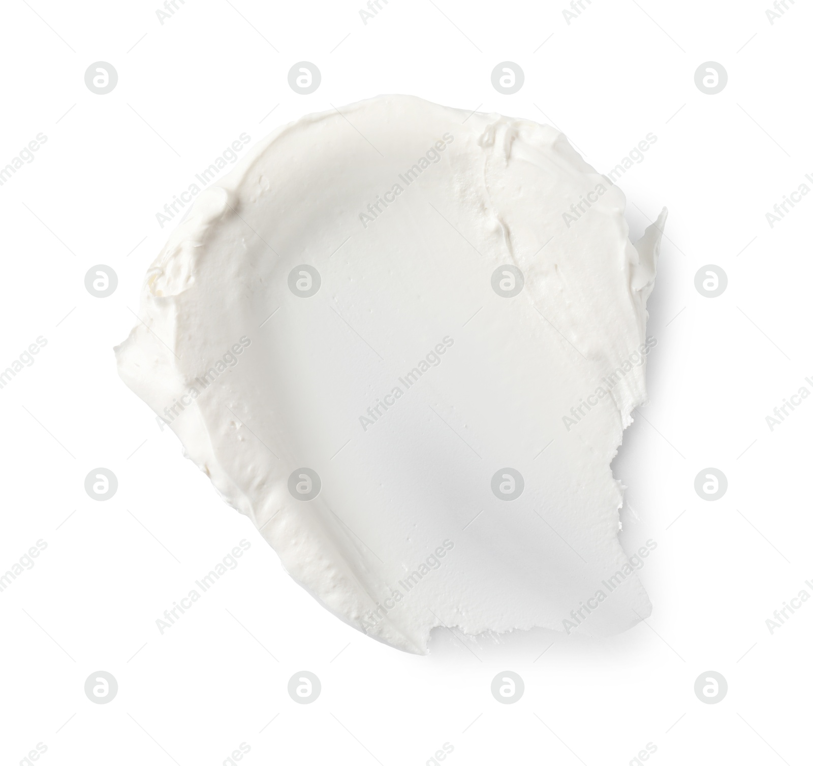 Photo of Cream isolated on white, top view. Sample of cosmetic product