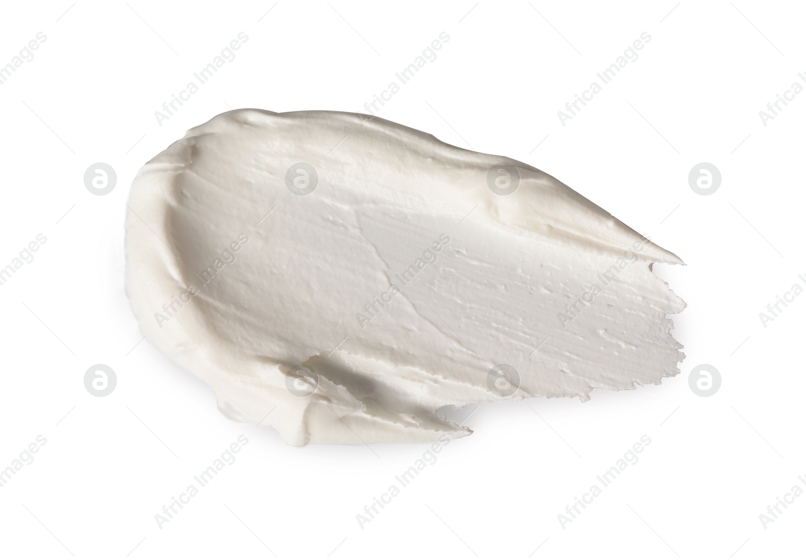 Photo of Cream isolated on white, top view. Sample of cosmetic product