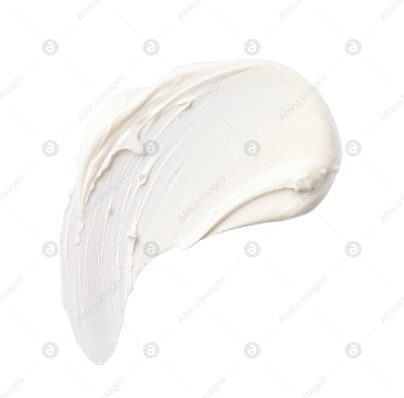 Photo of Cream isolated on white, top view. Sample of cosmetic product