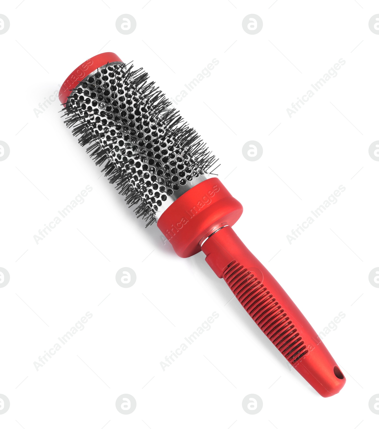 Photo of Hairdresser tool. Round brush isolated on white, above view