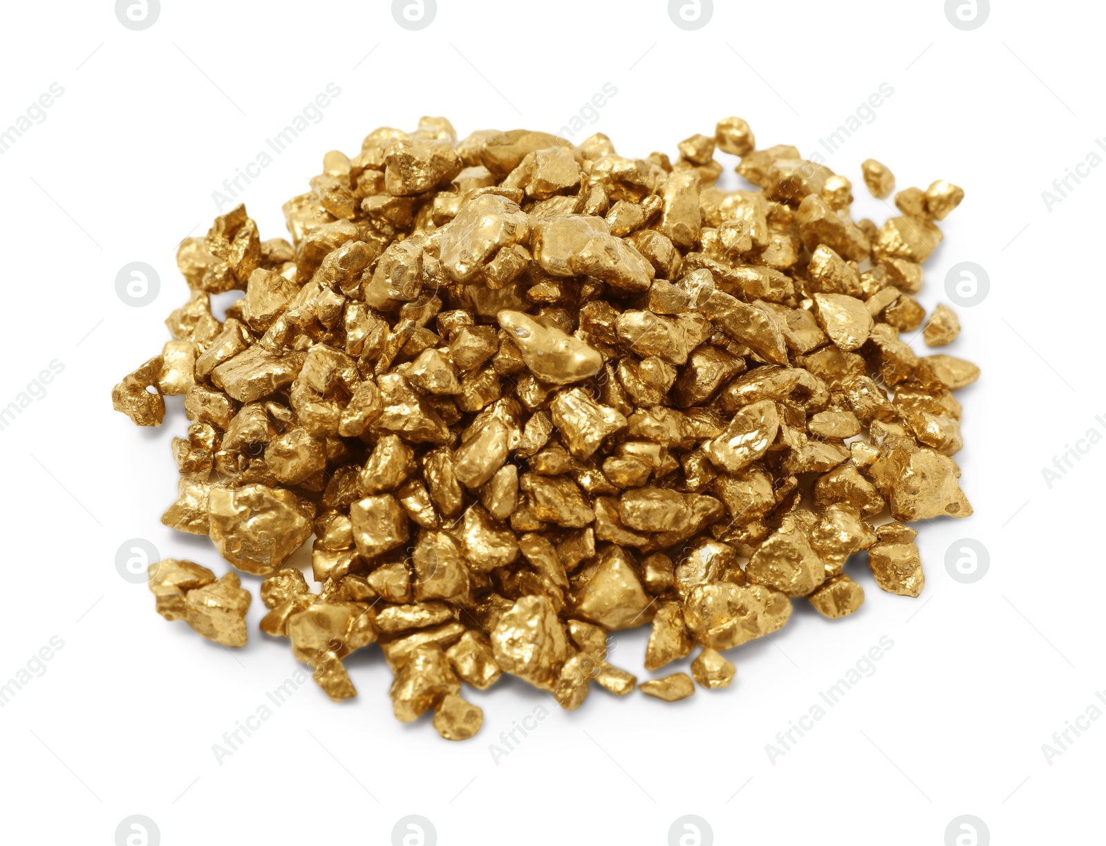 Photo of Heap of gold nuggets isolated on white