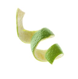 Photo of Twirl of lime peel isolated on white