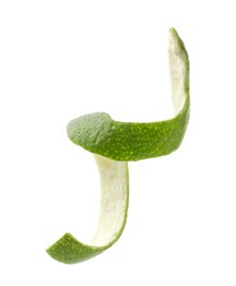 Photo of Twirl of lime peel isolated on white