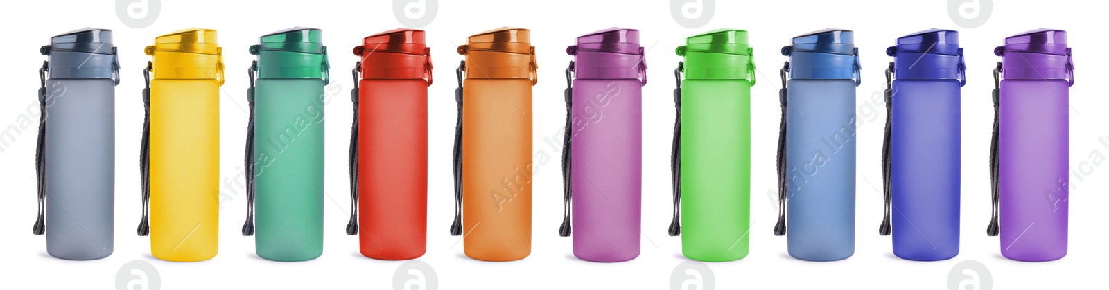 Image of Water bottles isolated on white. Mockup for design