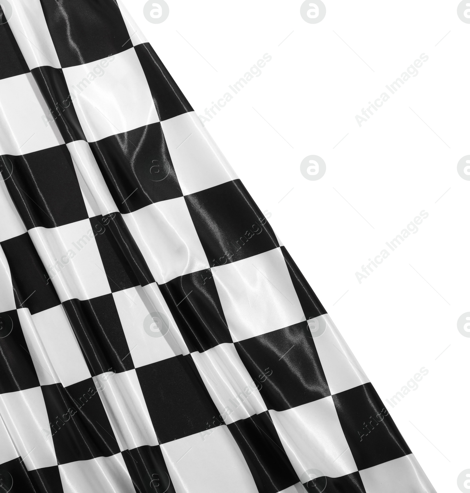 Photo of Checkered flag isolated on white, top view