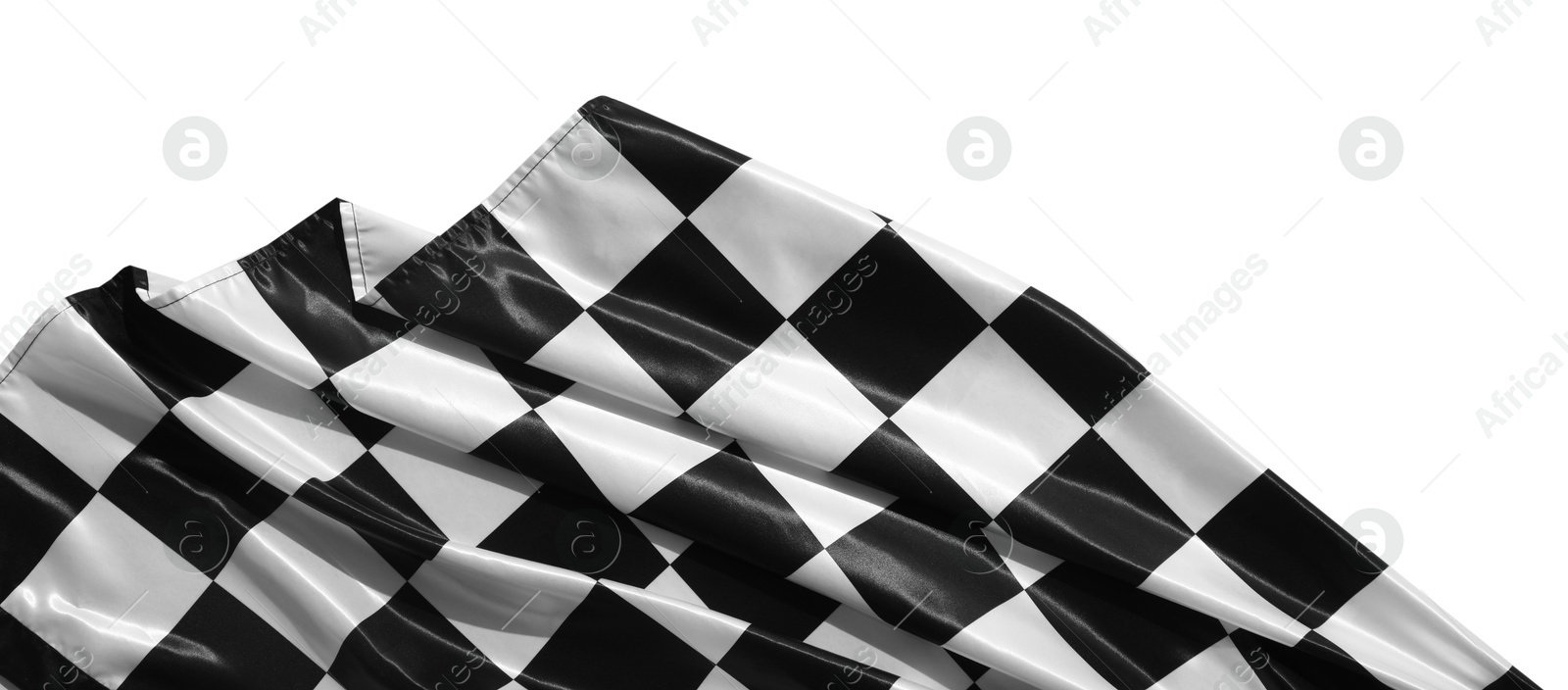 Photo of Checkered flag isolated on white, top view