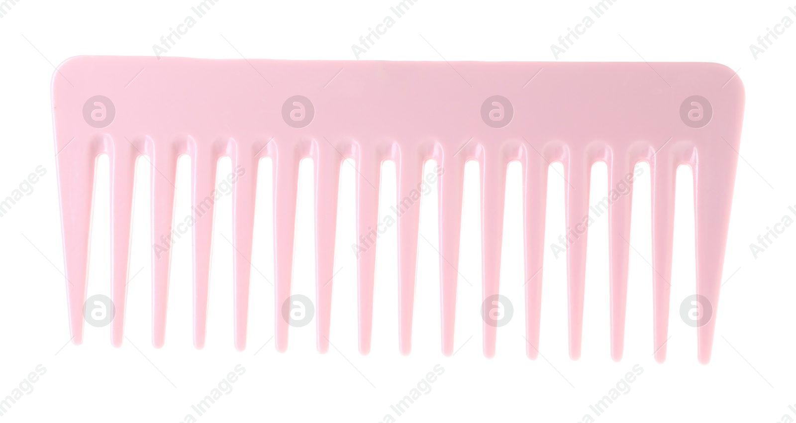 Photo of One pink plastic comb isolated on white