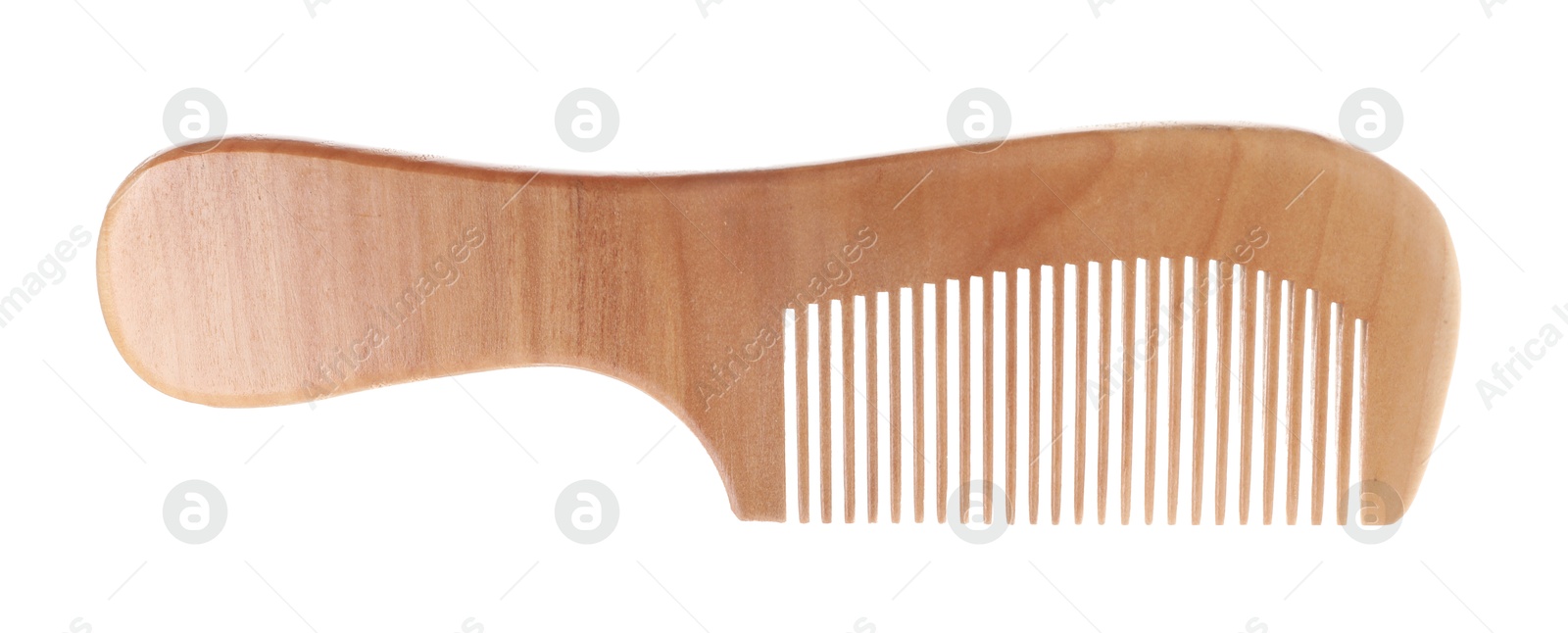 Photo of One wooden hair comb isolated on white