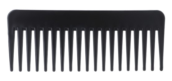 Photo of One black plastic comb isolated on white