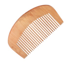 Photo of One wooden hair comb isolated on white