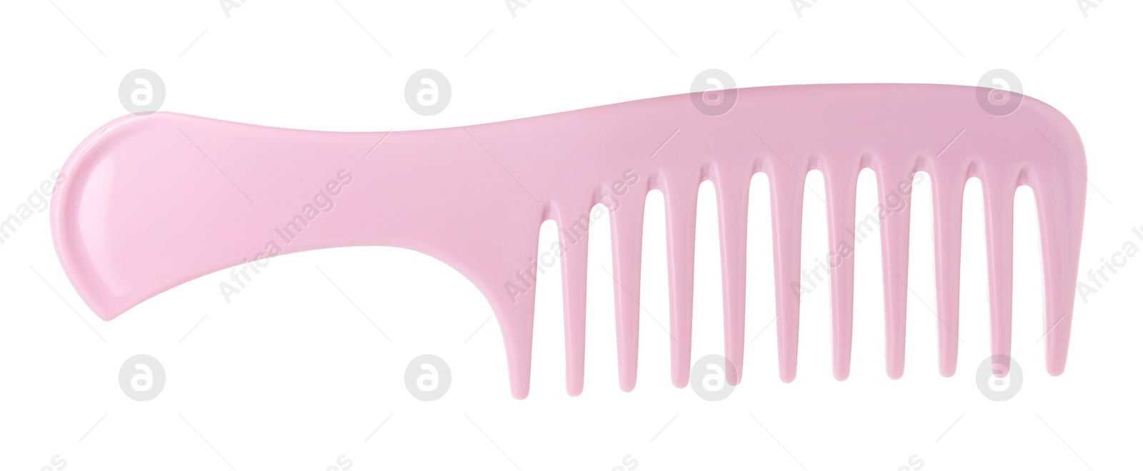 Photo of One pink plastic comb isolated on white