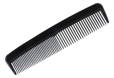 Photo of One black plastic comb isolated on white