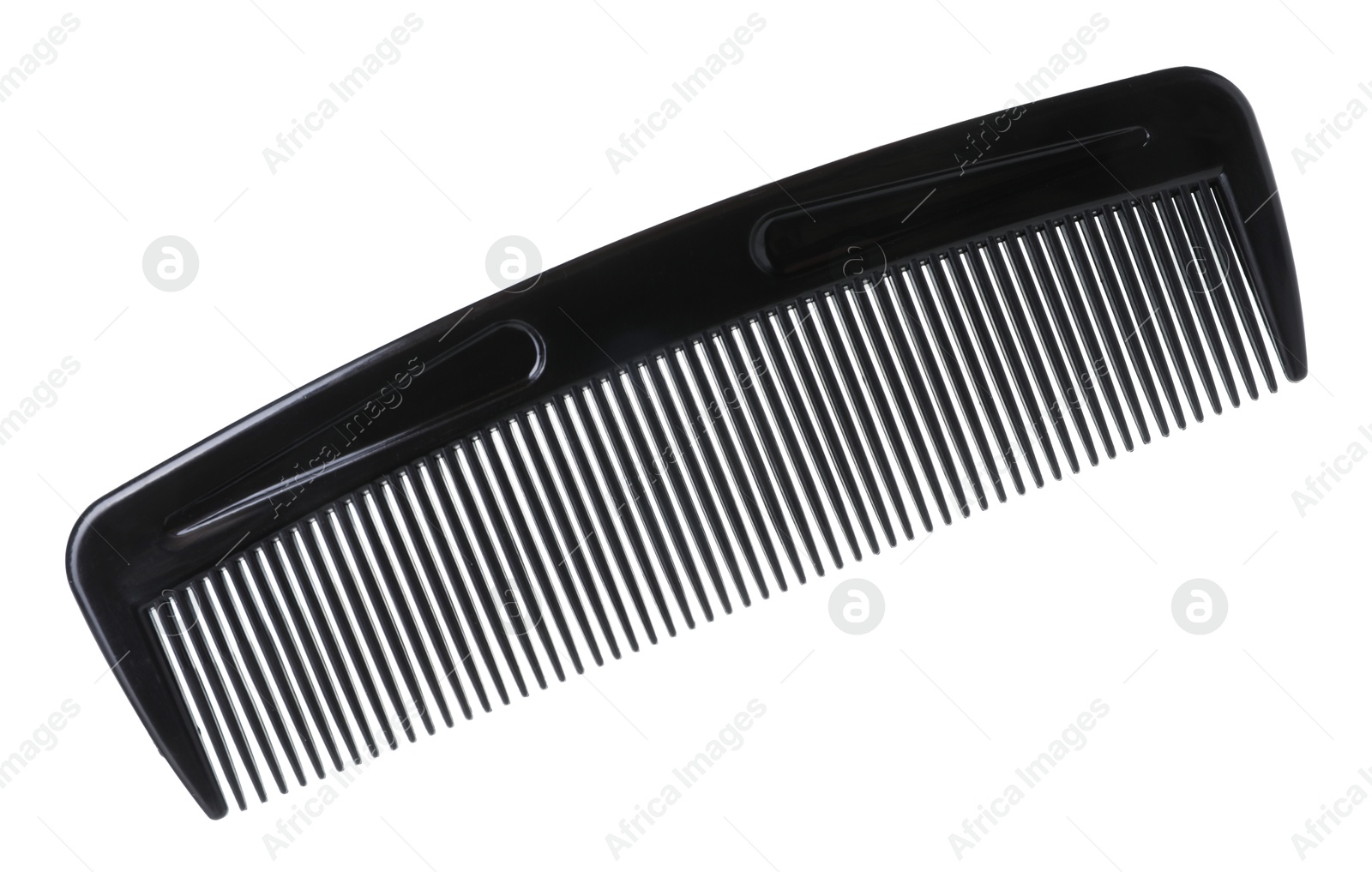 Photo of One black plastic comb isolated on white