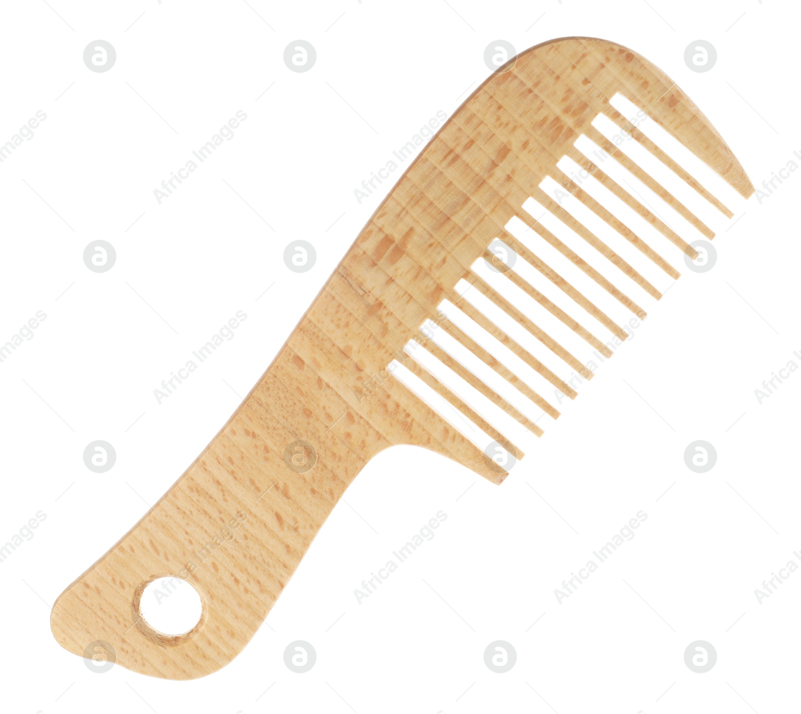 Photo of One wooden hair comb isolated on white