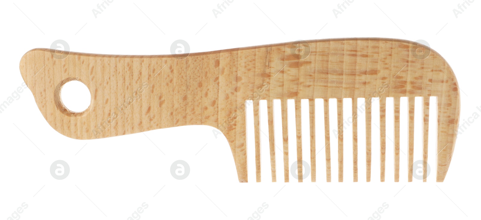 Photo of One wooden hair comb isolated on white